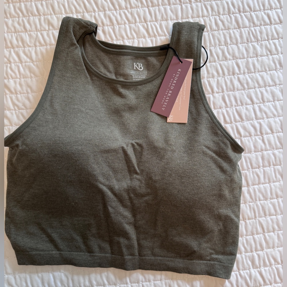 Sublime Bamboo Maternity & Nursing Longline Bra Top- Olive Heather - Medium